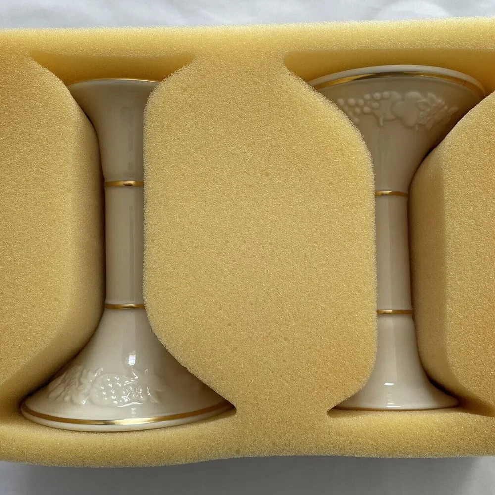 Lenox - Fruits of Life Candlesticks Fine China 24k Trim in Box With COA - Picture 9 of 9